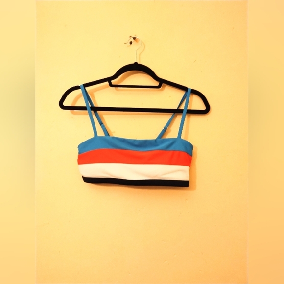 Speedo Colorful blue Red White Striped Crop Top Medium - Picture 1 of 5